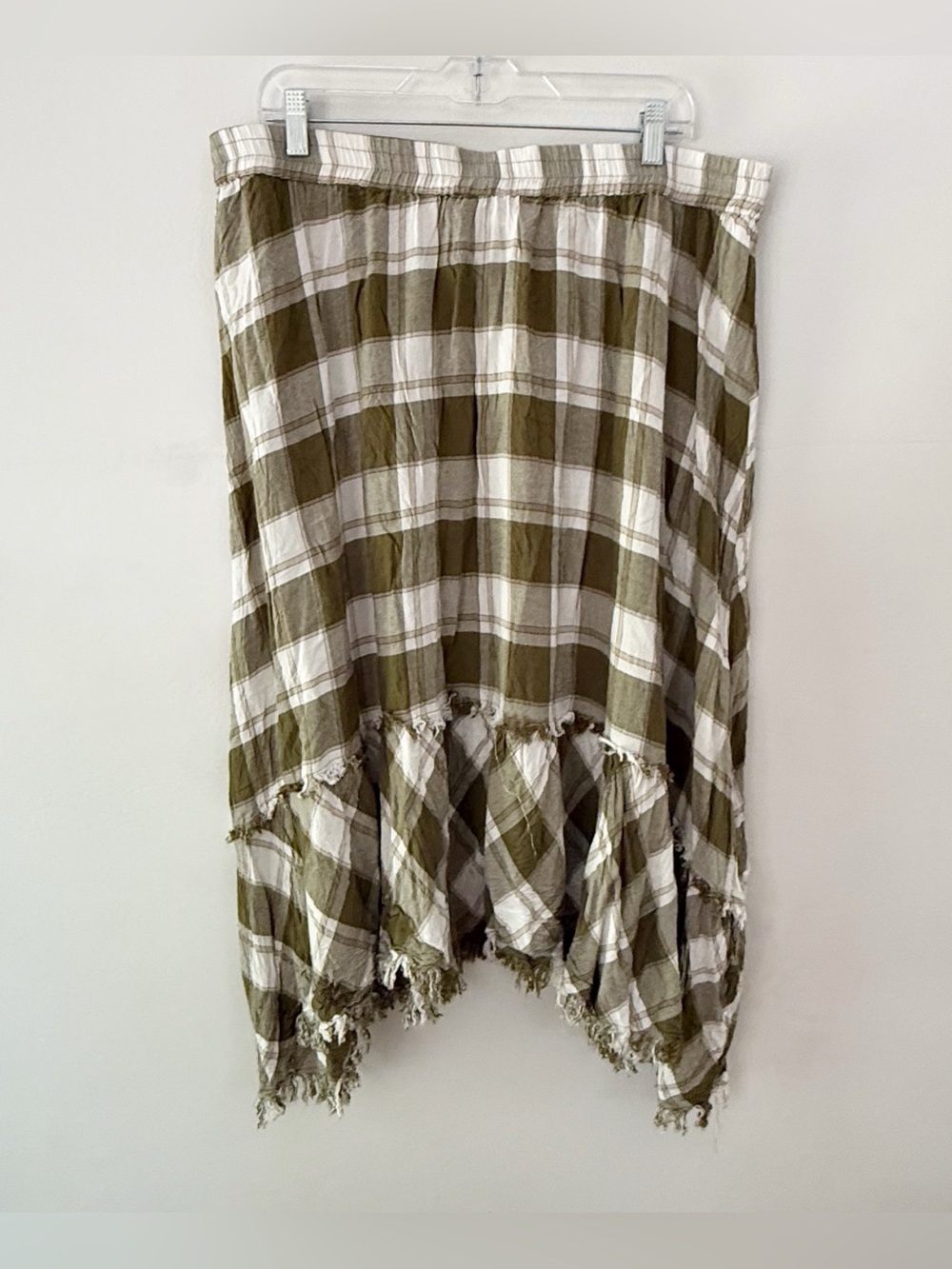 Cato Women Plaid Raw Hem Asymmetrical Skirt Size 18/20W Woodland Forest Cottage